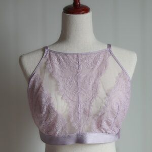 Soma Breathtaking High Neck Bralette Lavender XXL Delicate Lace